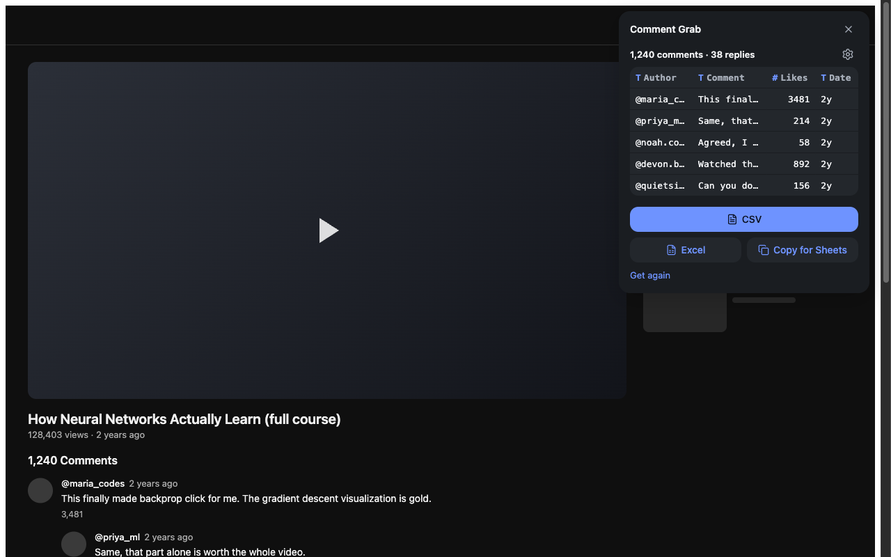 The ready panel in dark mode